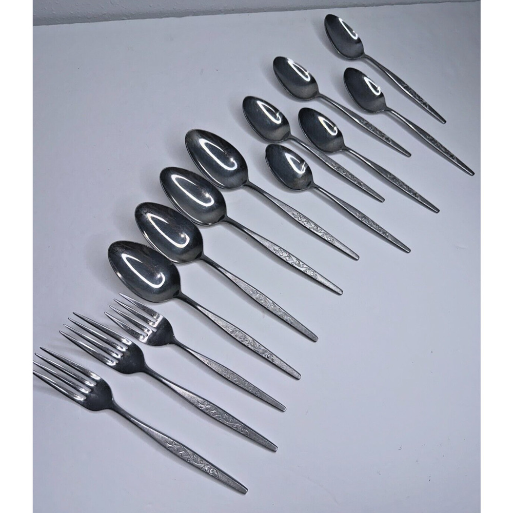 Nasco Dakar Swirl Stainless Flatware Replacement‎ 13 Pc Forks Spoons